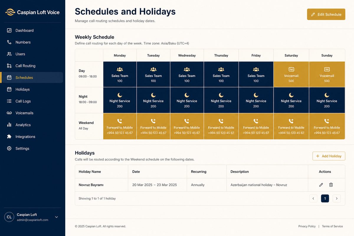 Day night and weekend schedule calendar