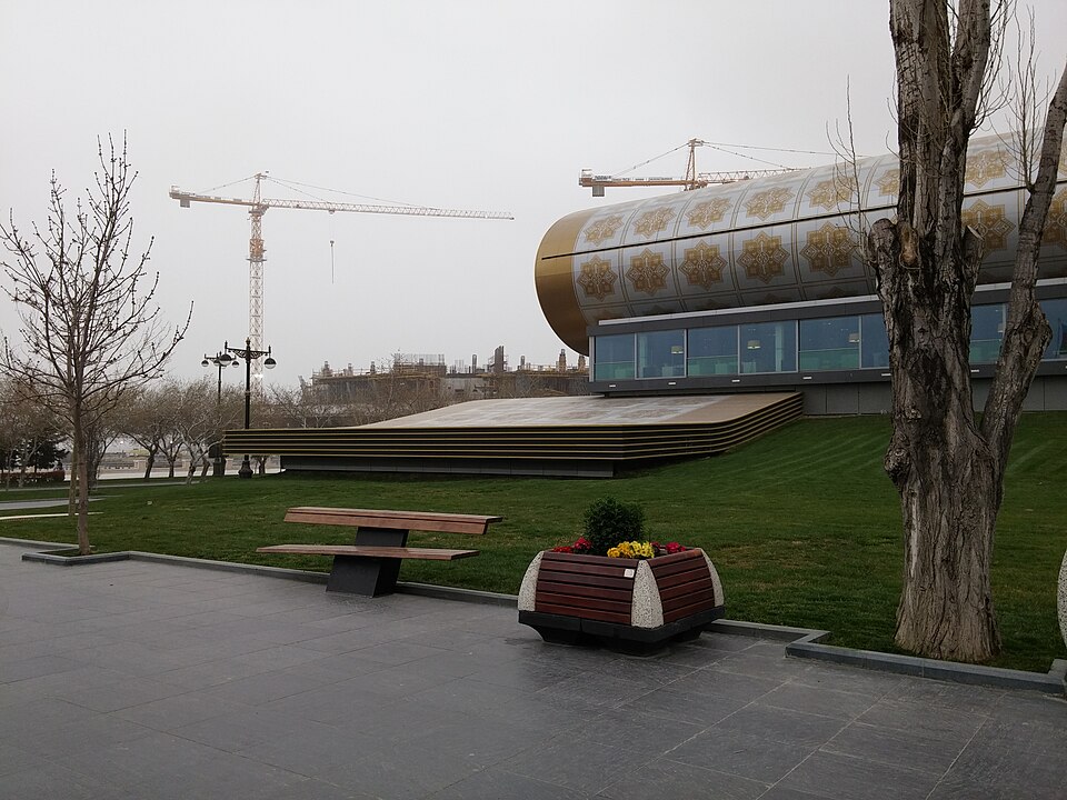 Azerbaijan National Carpet Museum rolled-carpet building